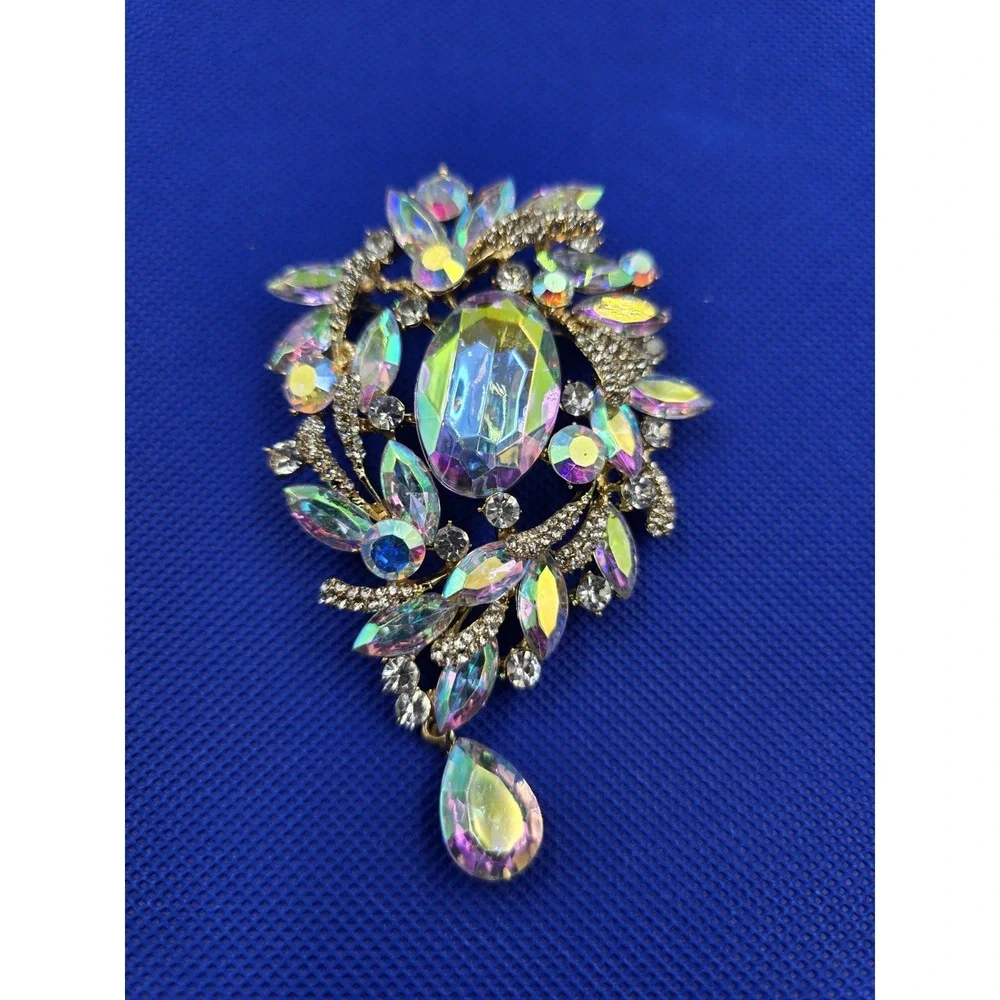 Retro‎ Shiny Glass Rhinestone Alloy Brooch, Exaggerated Coat Accessories Pin